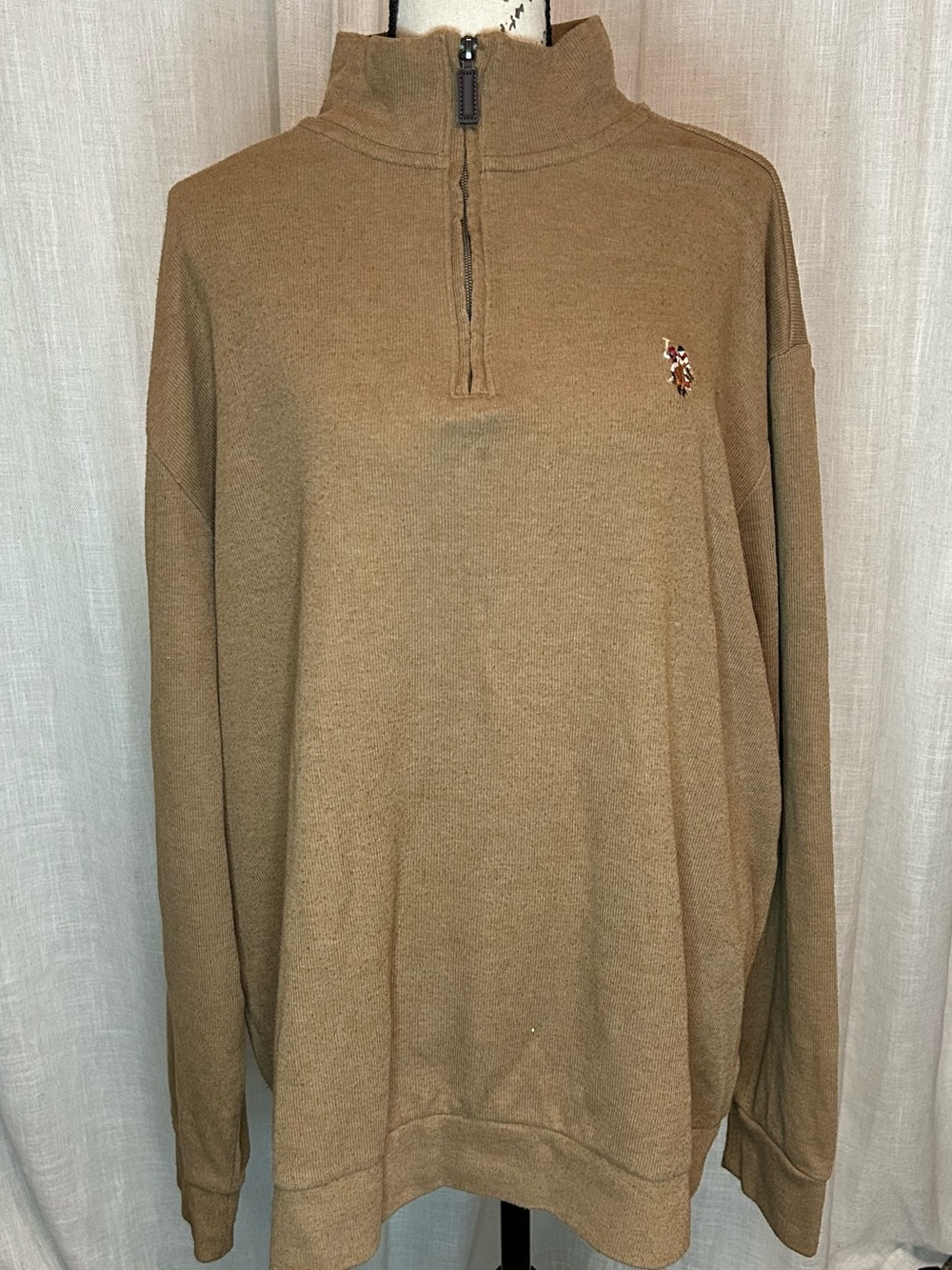 U.S Polo Assn. 2XL Men's Tan Quarter-Zip